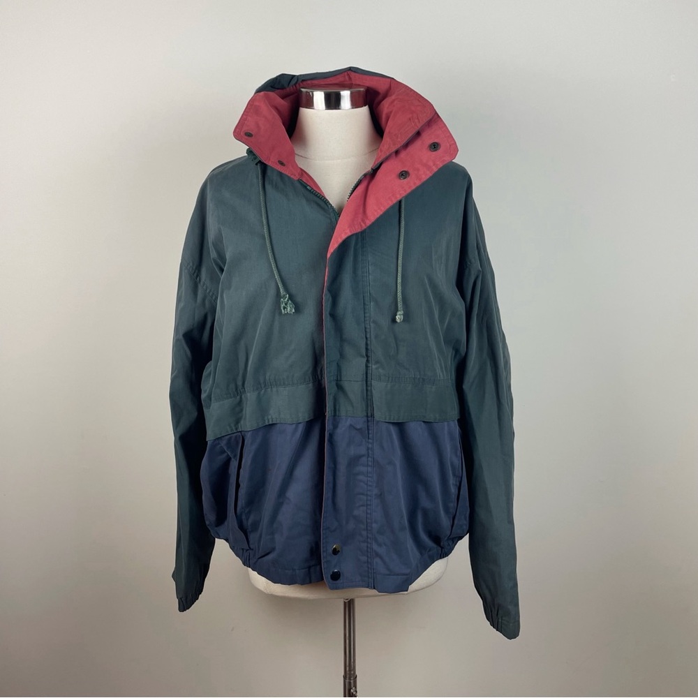 North Bay Vintage Red Green Blue Hooded Full Zip Coat Men Size XL